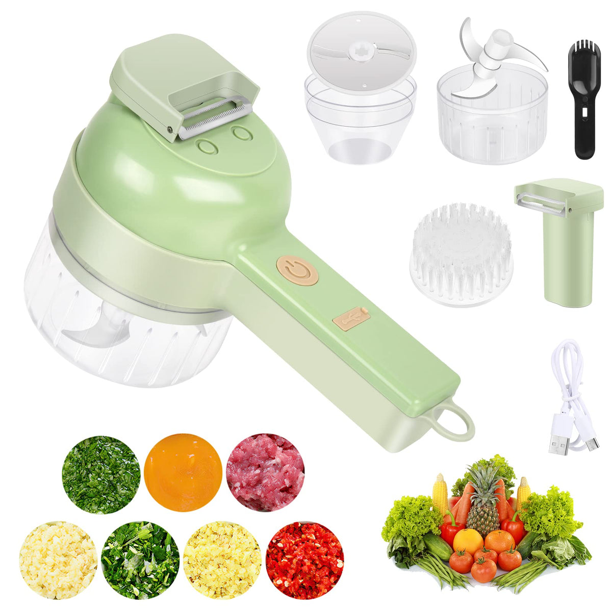 Cordless Electric Vegetable Chopper (4-in-1)
