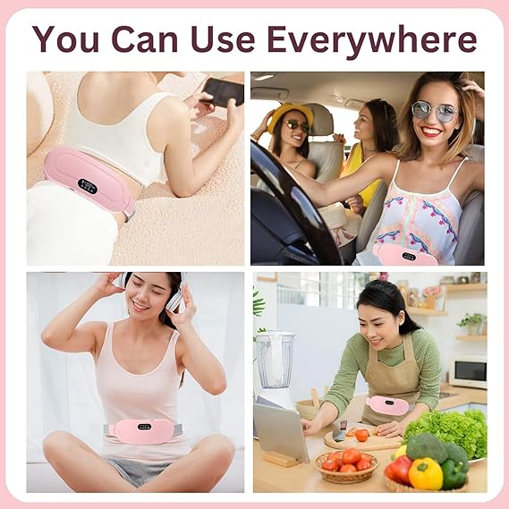 Menstrual heating pad lifestyle usage collage for everywhere use in Pakistan