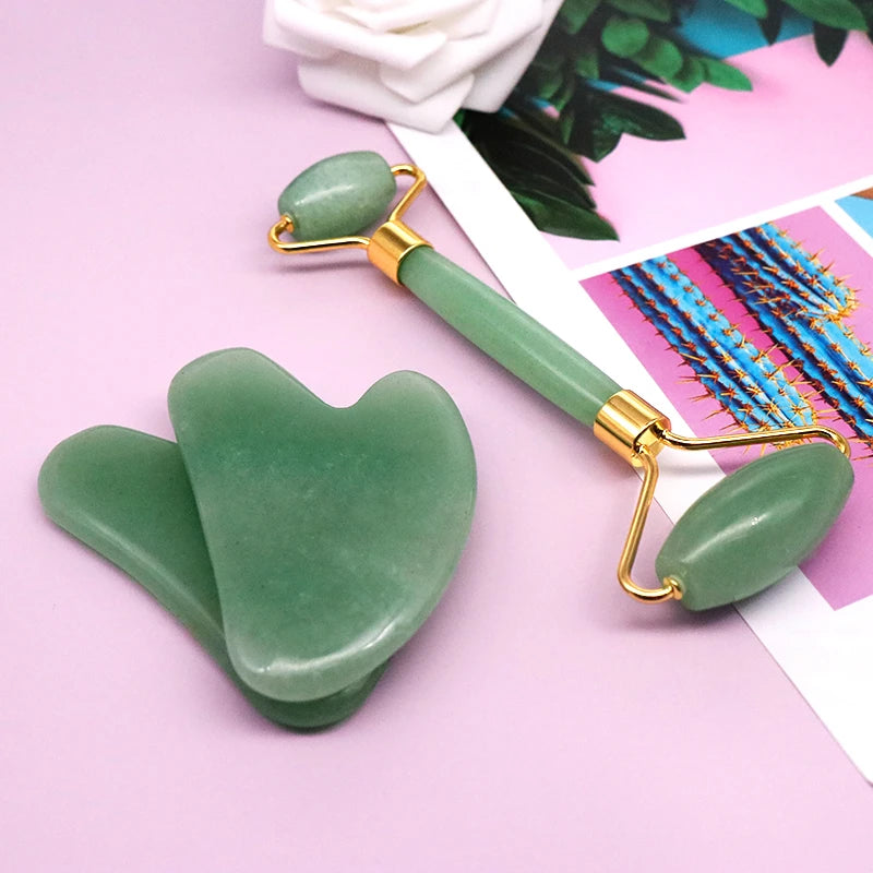 Jade Roller + Gua Sha Stone Set