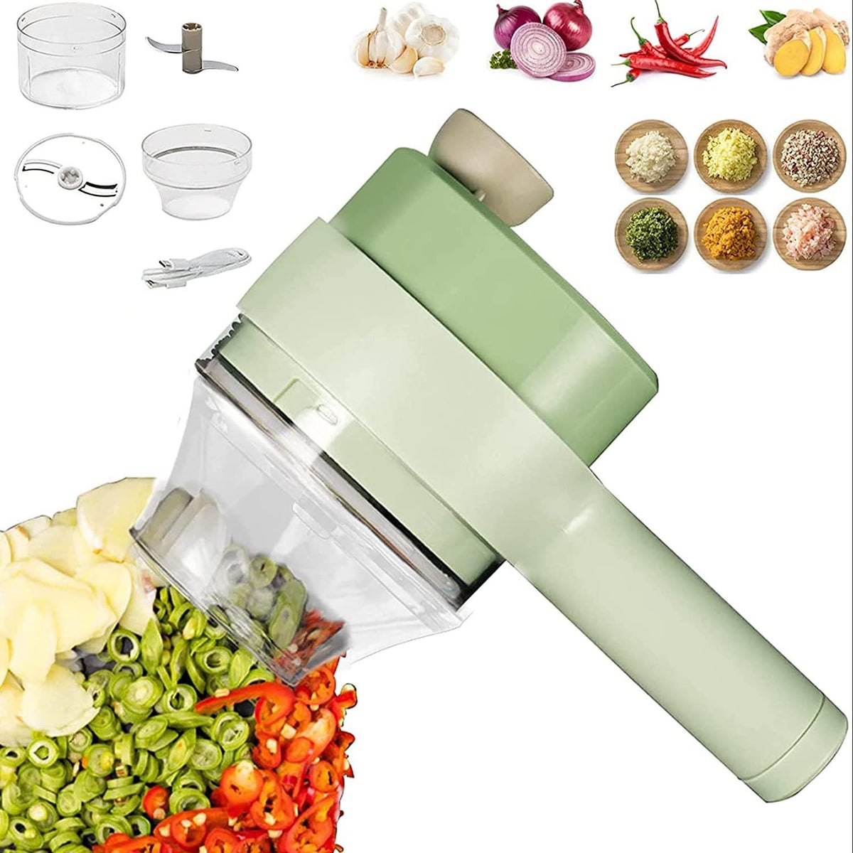 Cordless Electric Vegetable Chopper (4-in-1)