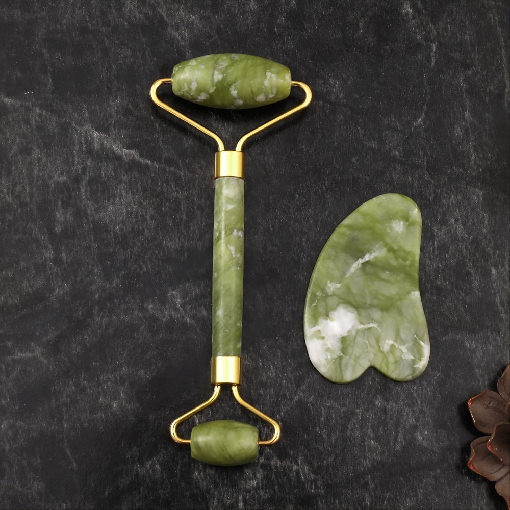 Jade Roller + Gua Sha Stone Set