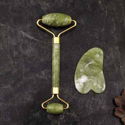Jade Roller + Gua Sha Stone Set
