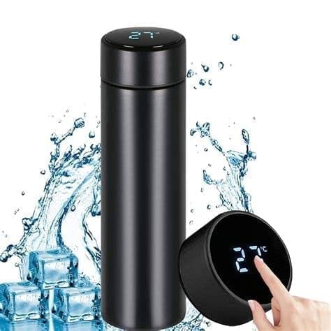 Black smart thermos with digital display in Pakistan