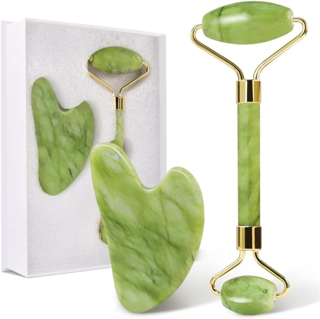 Jade Roller + Gua Sha Stone Set