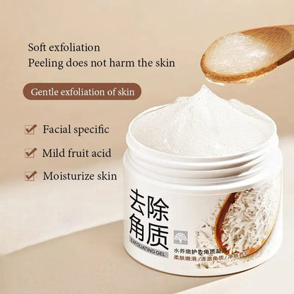 BioAqua rice gel jar with wooden spoon on beige background in Pakistan