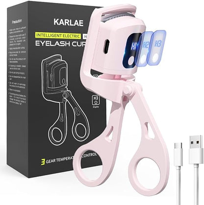 Heated eyelash curler pink model with digital display and retail box in Pakistan