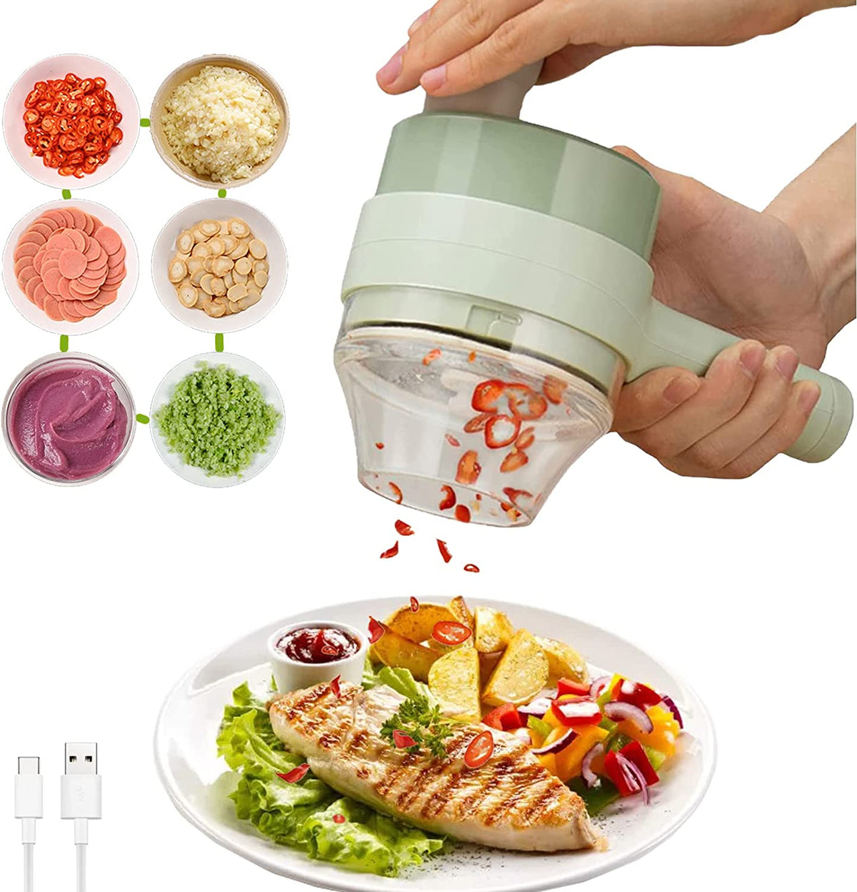 Cordless Electric Vegetable Chopper (4-in-1)
