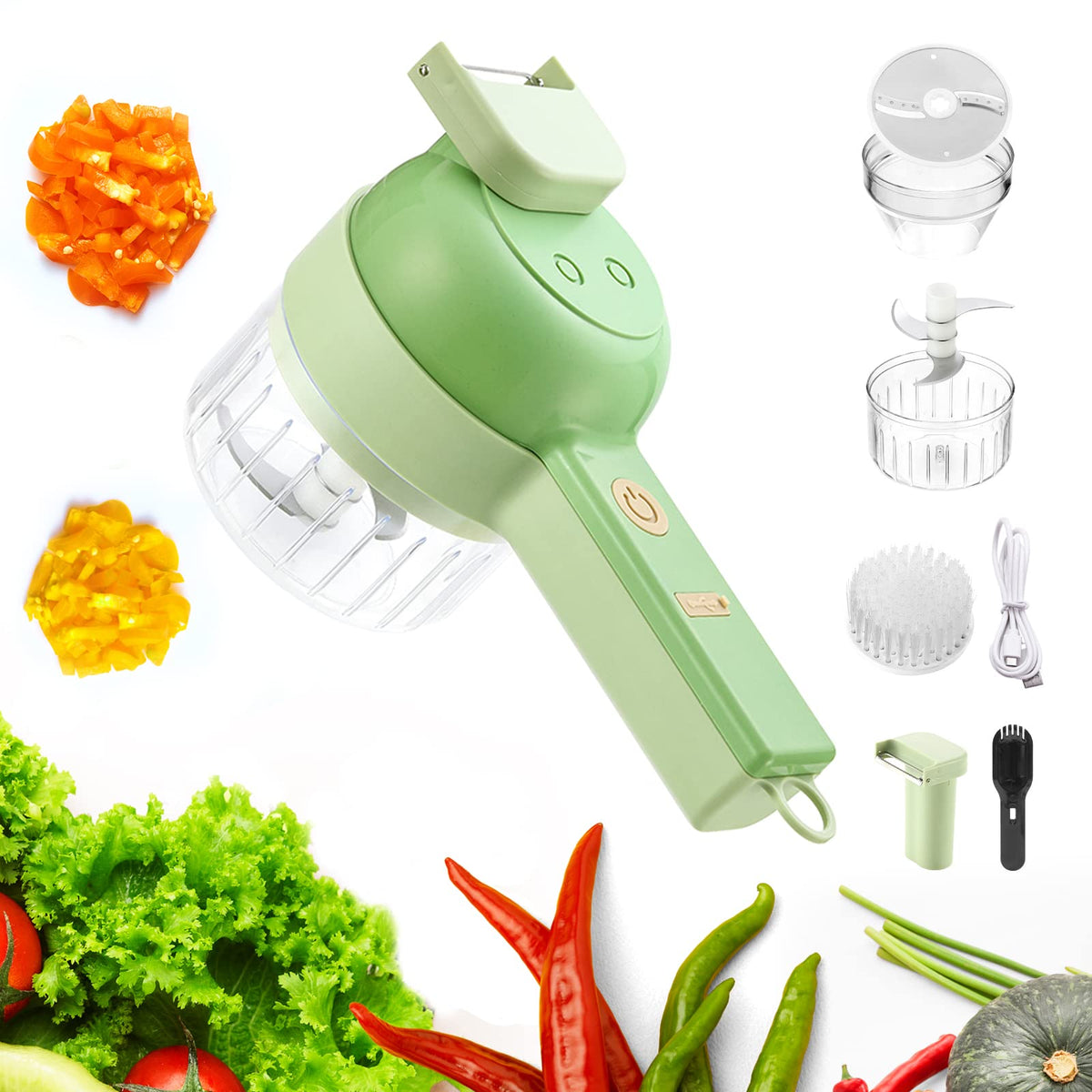 Cordless Electric Vegetable Chopper (4-in-1)
