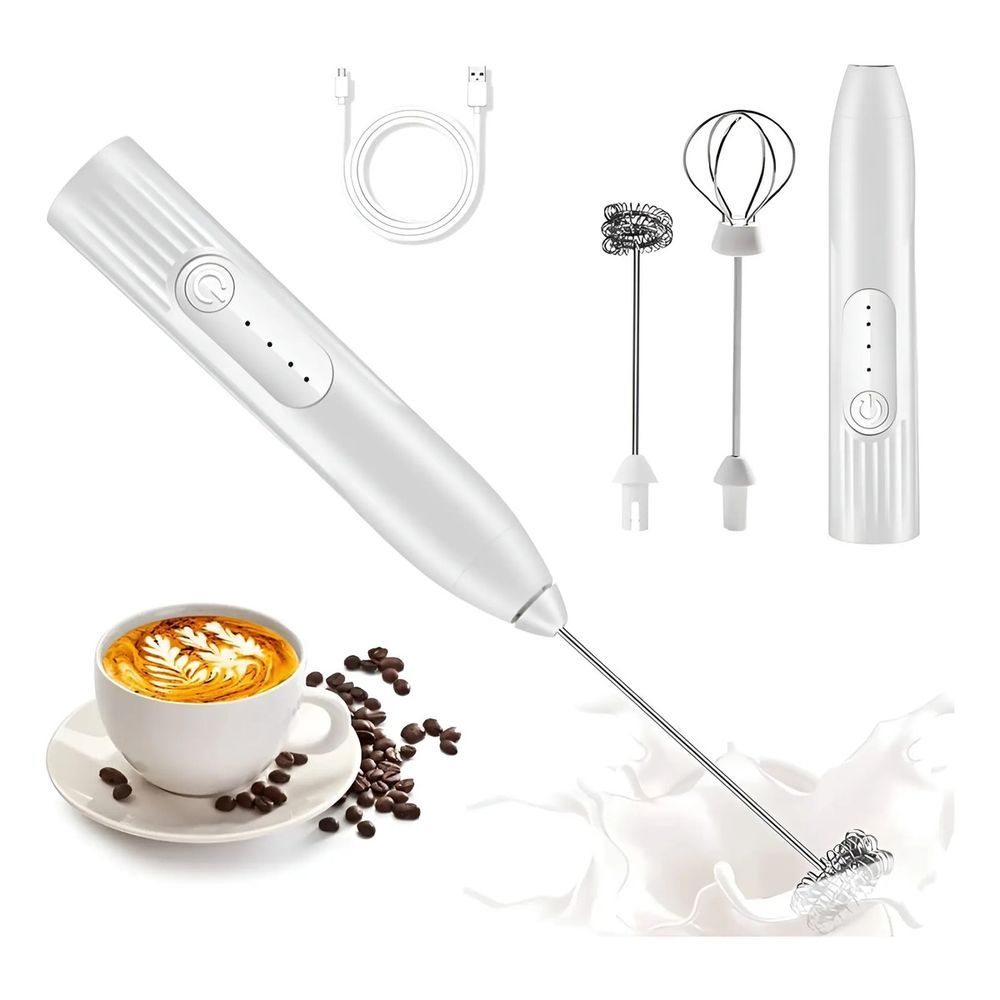 USB Rechargeable Milk Frother (White)