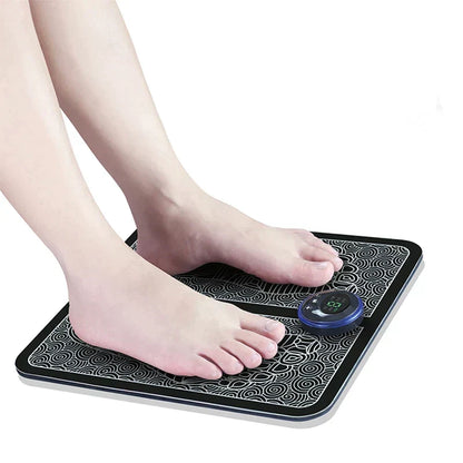 Feet using EMS foot massager pad side view in Pakistan