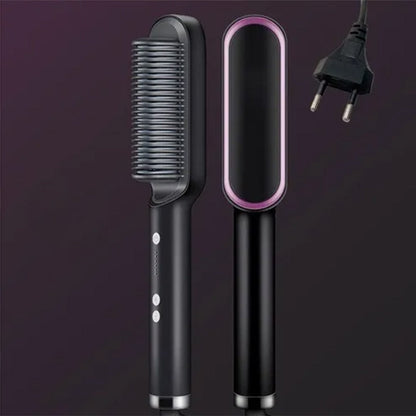 Black hair straightener brush front view dark background in Pakistan