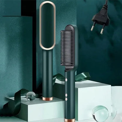 Green hair straightener brush lifestyle in Pakistan