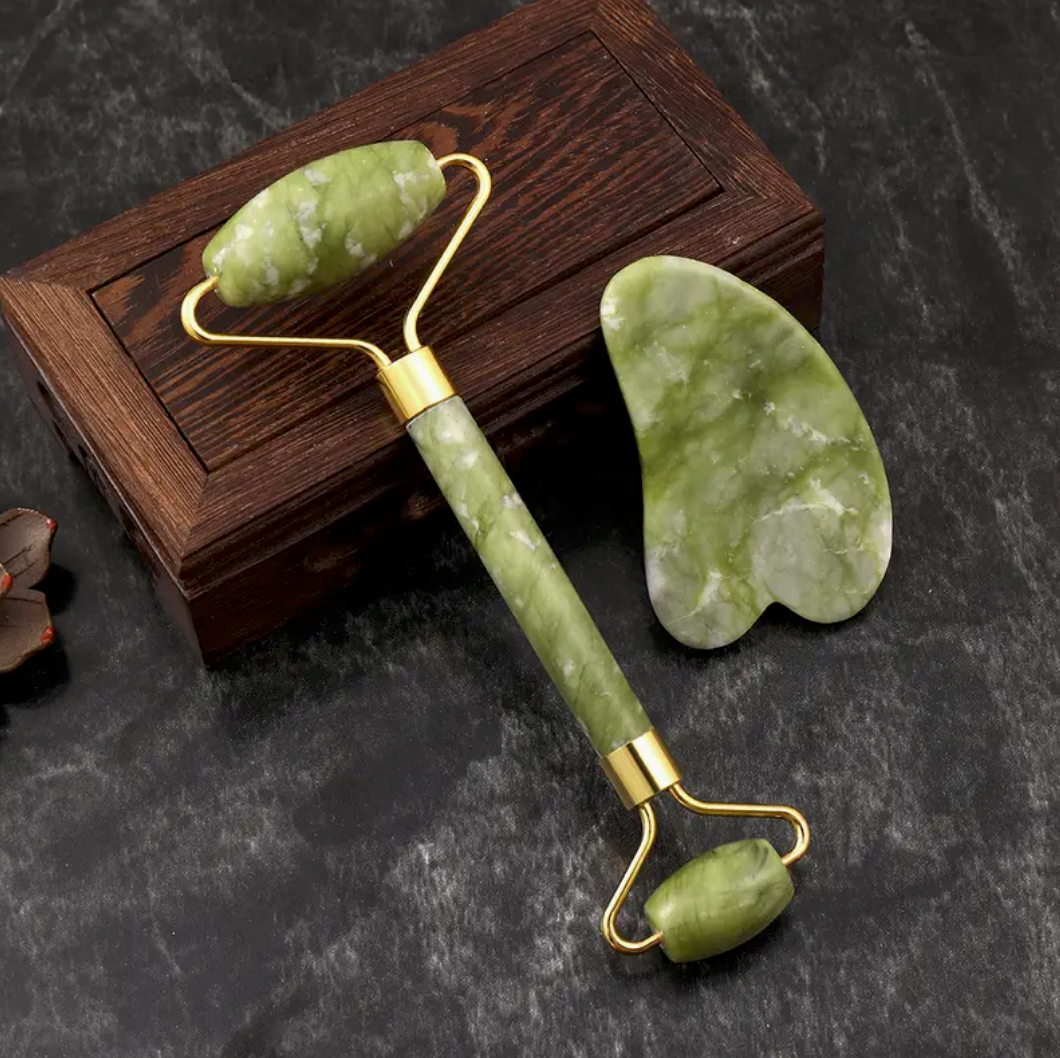 Jade Roller + Gua Sha Stone Set