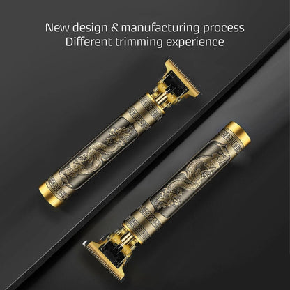 Two gold T9 hair trimmers with dragon design dark background in Pakistan