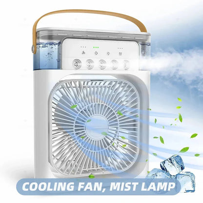 Portable air cooling fan white mini AC cooler with mist lamp in Pakistan