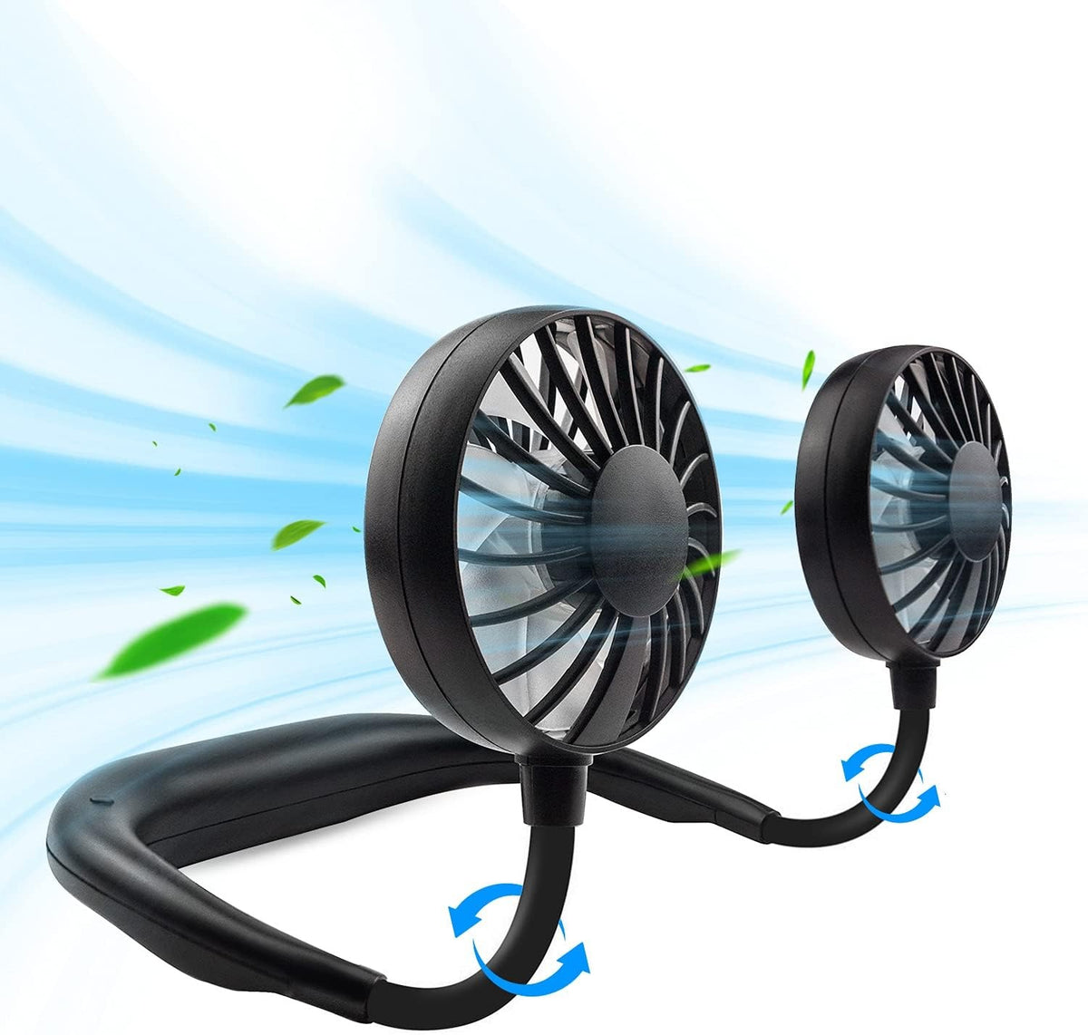Black portable neck cooling fan product shot in Pakistan