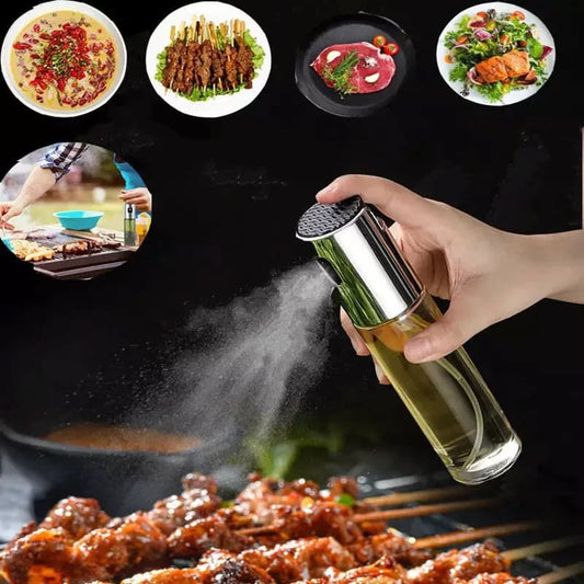 Mini oil spray bottle spraying skewers in Pakistan