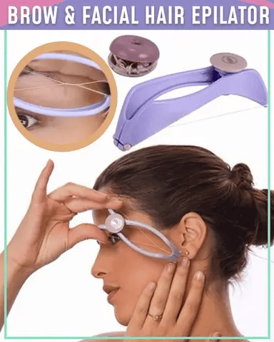 Hair threading machine purple brow and facial hair epilator in use in Pakistan